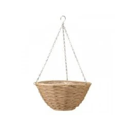 Front Page 23 14" Mocha Faux Rattan Hanging Basket
