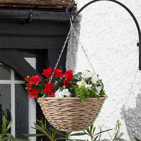 14" Mocha Faux Rattan Hanging Basket 4 14" Mocha Faux Rattan Hanging Basket - Image 2