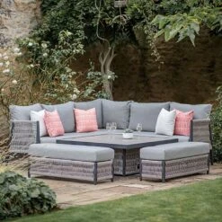 Bramblecrest Mauritius Corner Sofa Dining Set With Adjustable Table -Green Haven Garden Supplies 1259355 2