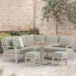 Bramblecrest Zurich Mini Corner Sofa Lounge Set With Piston Adjustable Table (Mocha)